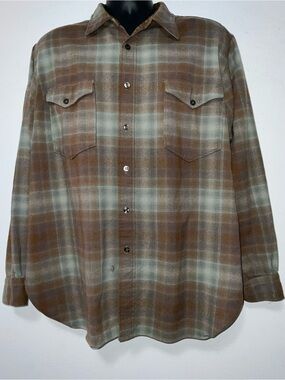 VTG 50s 60s Pendleton Shadow Plaid Board Shirt Thrashed Distressed Grunge M/L